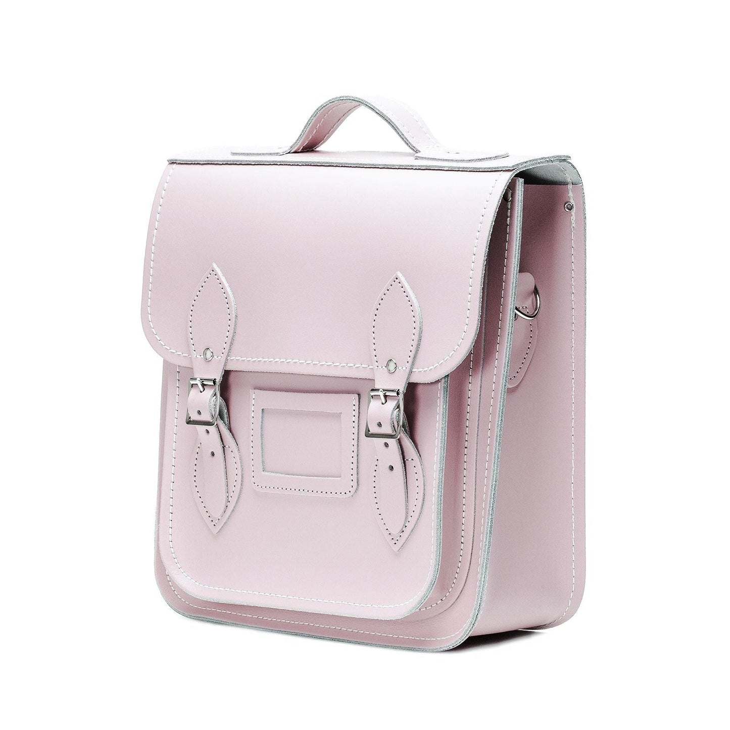 Elegant and compact Handmade Leather City Backpack in Rose Quartz, perfect for urban explorers and modern lifestyles.