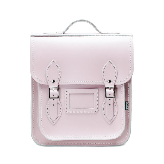 Handmade Leather City Backpack in Rose Quartz, showcasing luxury craftsmanship and stylish design.