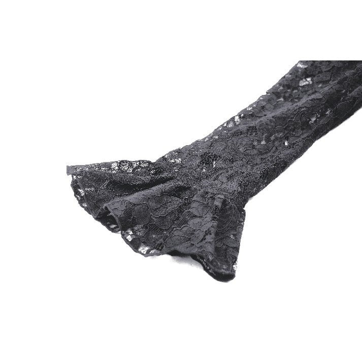 Stunning full-length silhouette of the Dark in Love Onyx Dress highlighting the velvety texture and alluring design for a sophisticated gothic look.