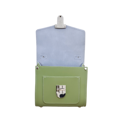 Handmade Sage Green Leather Sugarcube Handbag - Adjustable Crossbody/Clutch - Plus Size Available