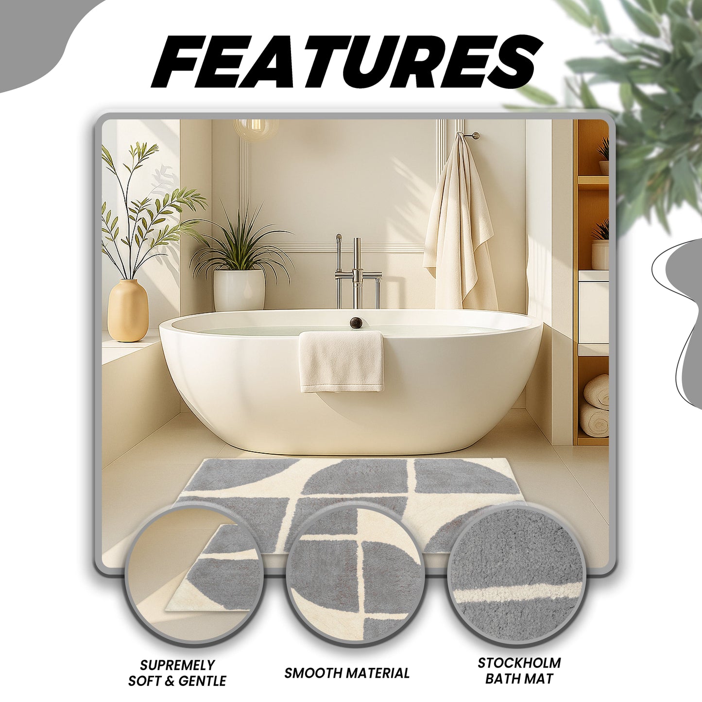 Vibrant orange Stockholm Cotton Blend Bath Mat, designed for safety with its anti-slip backing, adding a touch of modern flair to your luxurious bathroom.