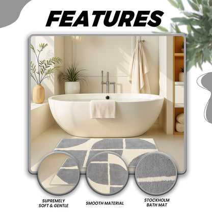 Vibrant orange Stockholm Cotton Blend Bath Mat, designed for safety with its anti-slip backing, adding a touch of modern flair to your luxurious bathroom.