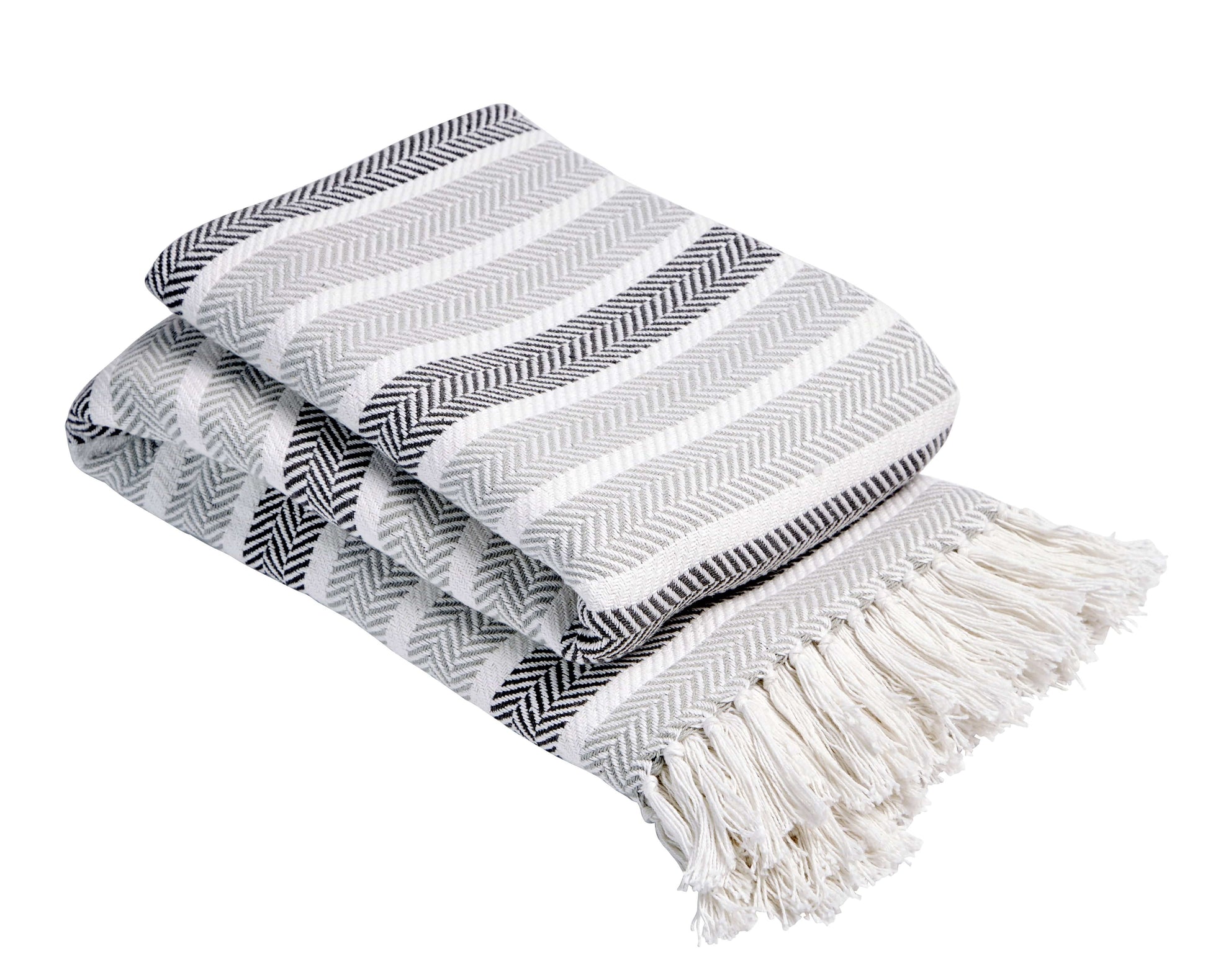 Zara luxurious pure cotton throw blanket displayed elegantly on a plush bed, highlighting its calming colours and stylish design.