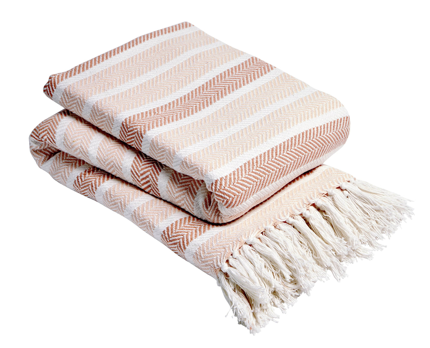 Luxurious handwoven Zara Pure Cotton Throw Blanket by OLIVIA ROCCO, showcasing intricate craftsmanship with elegant tassels in calming colours, perfect for enhancing any living space.