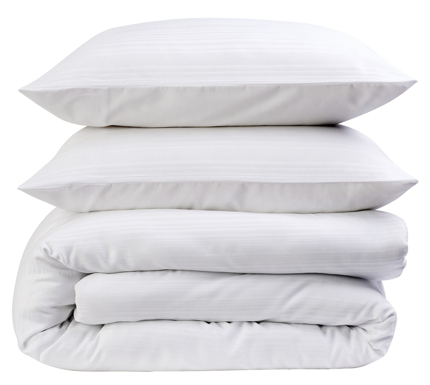 Luxurious stripe jacquard duvet cover set by OLIVIA ROCCO featuring eco-friendly cotton blend material and reversible design, displayed elegantly on a modern bed.