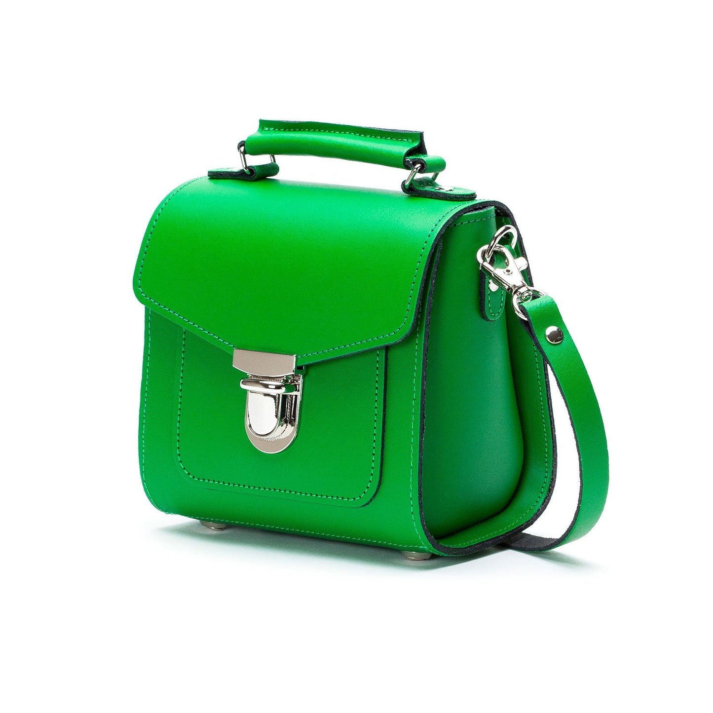 Handmade Green Leather Sugarcube Handbag - Trendy Adjustable Crossbody & Clutch - Sizes S, Plus & Grande