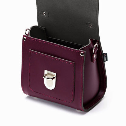 The exquisite Handmade Marsala Red Leather Sugarcube Handbag displayed in three sizes, highlighting its vibrant colour and contemporary silhouette.