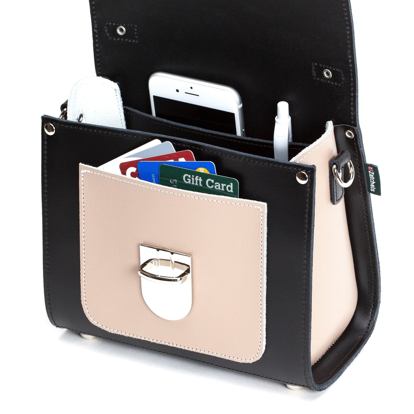 Stylish Handmade Leather Sugarcube Handbag in Cafe Noir available in three sizes; perfect for both casual and formal occasions.