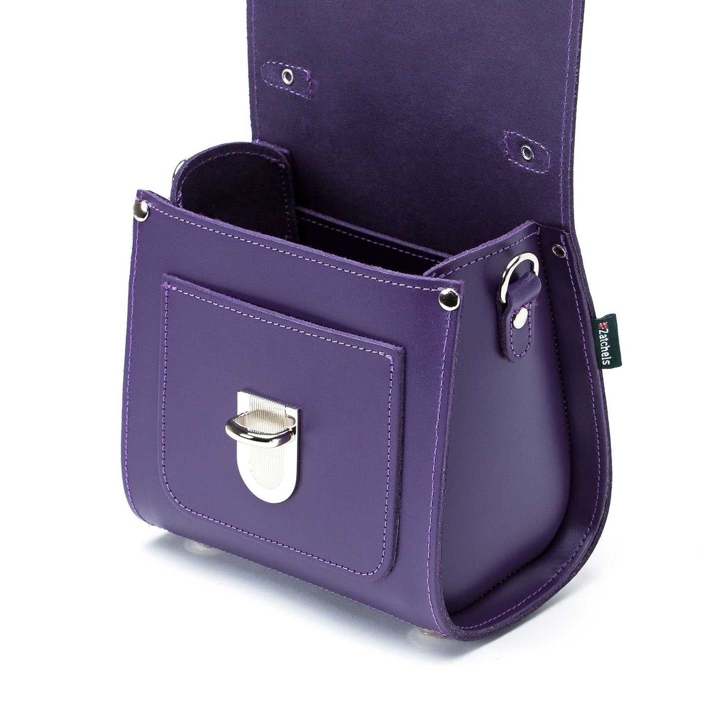 Purple Handmade Leather Sugarcube Handbag - Adjustable Strap, 3 Sizes Available