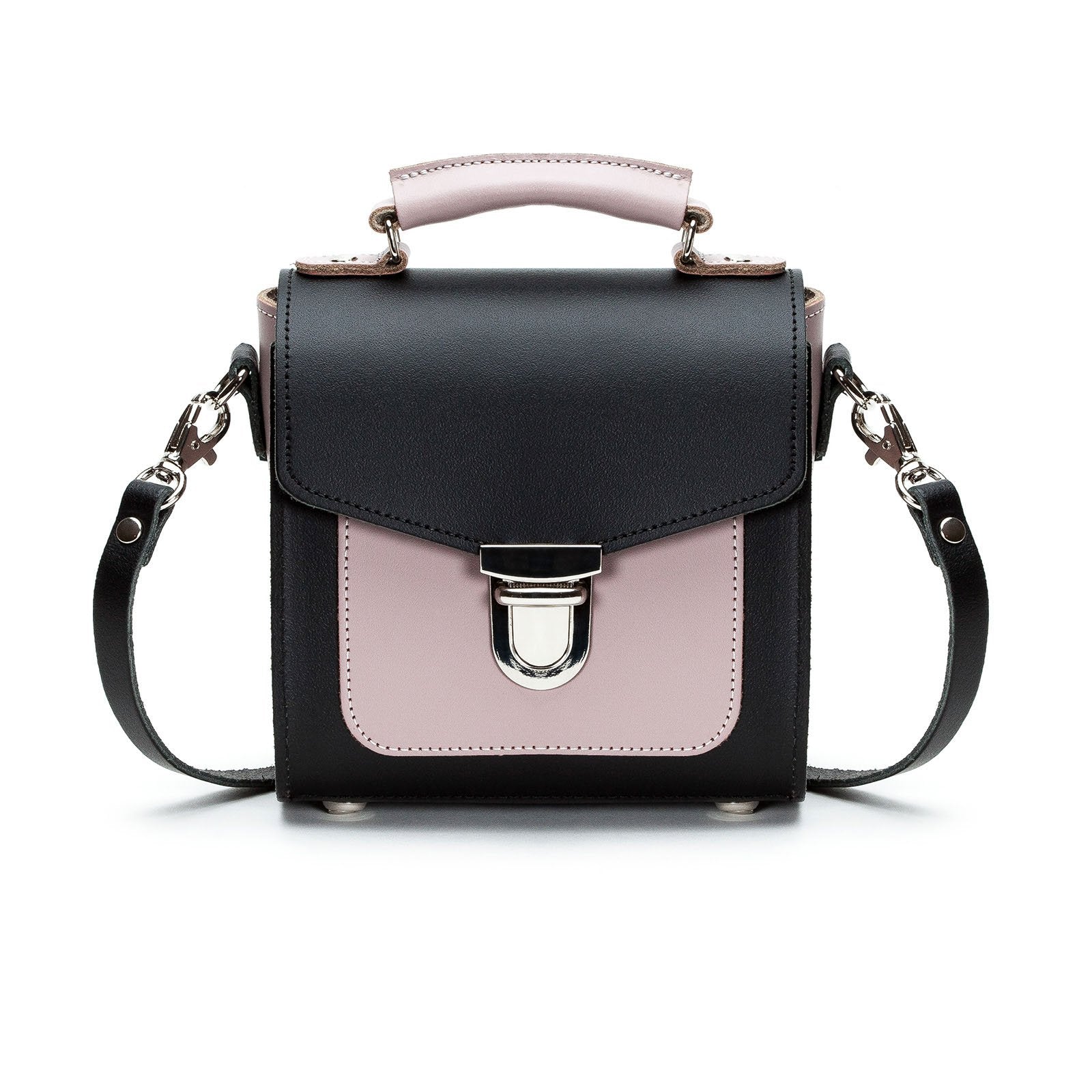 Luxurious Handmade Leather Sugarcube Handbag in stunning Rose Truffle hue, showcasing its unique silhouette and elegant design.