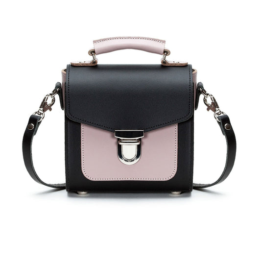 Luxurious Handmade Leather Sugarcube Handbag in stunning Rose Truffle hue, showcasing its unique silhouette and elegant design.