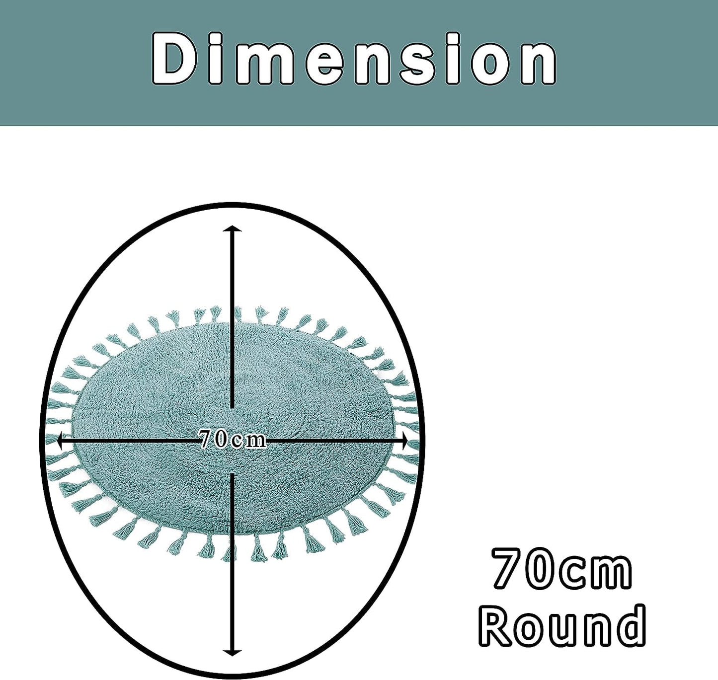 Elegant round bath mat displayed on a bathroom floor, featuring a non-slip backing for safety, in a stylish Duck Egg colour that complements modern decor.