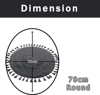 Close-up view of the plush texture of the OLIVIA ROCCO Round Bath Mat, highlighting its exceptional comfort and absorbent 100% cotton fabric.