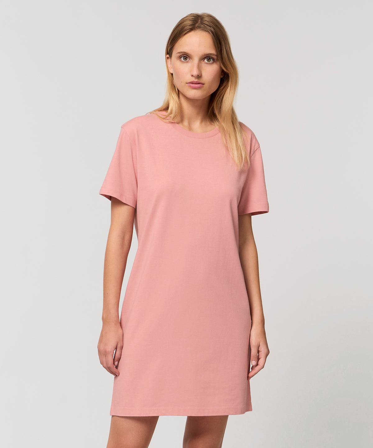 Stylish organic cotton t-shirt dress, showcasing luxury with an eco-friendly flair for casual occasions.
