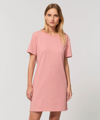 Stylish organic cotton t-shirt dress, showcasing luxury with an eco-friendly flair for casual occasions.