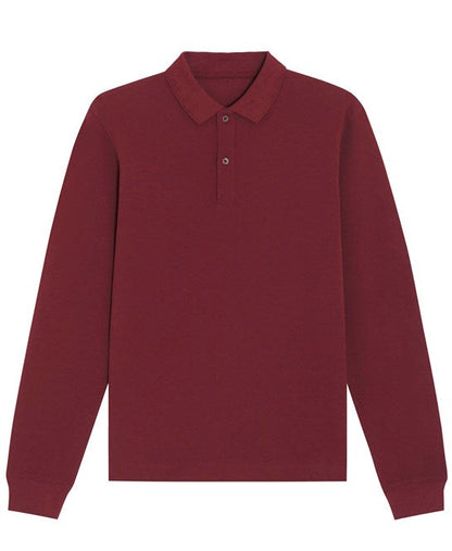 Stylish organic cotton polo shirt for men and women in a sophisticated boxy cut, promoting eco-friendly fashion with sizes ranging from XS to 3XL.