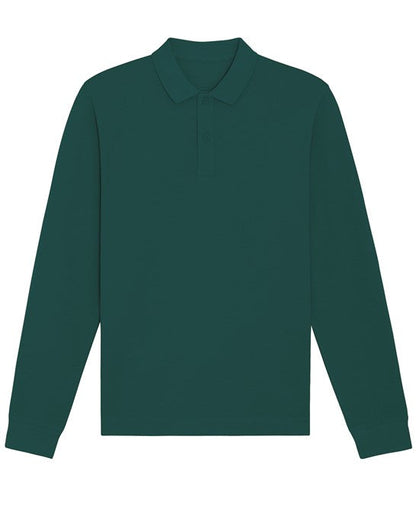 Stylish Organic Cotton Long Sleeve Polo Shirt for men and women, designed for comfort and sophistication.