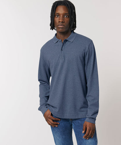 Available size chart for organic cotton long sleeve polo in unisex cuts, ranging from XS to 3XL, ensuring a perfect fit for every body.