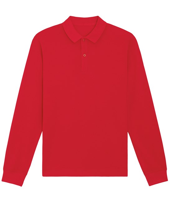 High-quality Organic Cotton Long Sleeve Polo Shirt, eco-friendly and comfortable, available in various sizes.