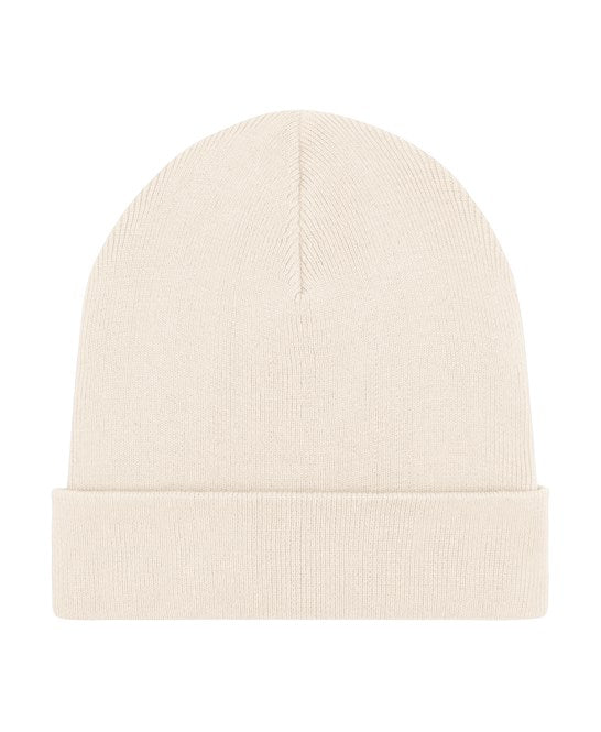 Elegant unisex rib beanie made from eco-friendly materials, featuring a chic design with foldable brim for versatile wear.