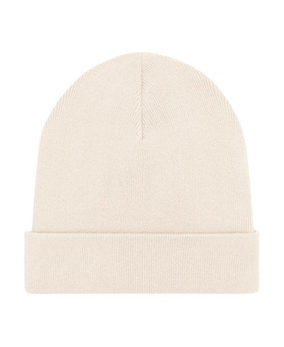 Elegant unisex rib beanie made from eco-friendly materials, featuring a chic design with foldable brim for versatile wear.