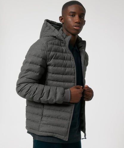 Luxurious recycled wool-like jacket in a sustainable design, showcasing eco-friendly warmth and comfort.