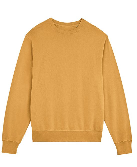 Close-up of the soft, organic cotton fabric of the unisex retro sweatshirt, highlighting its premium quality and sustainable appeal.