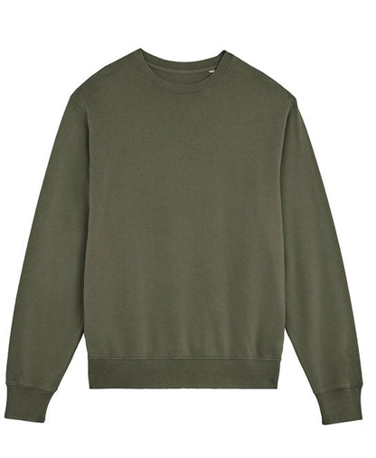 Luxurious eco-friendly organic cotton vintage sweatshirt showcasing unisex retro style in a soft, serene colour palette.