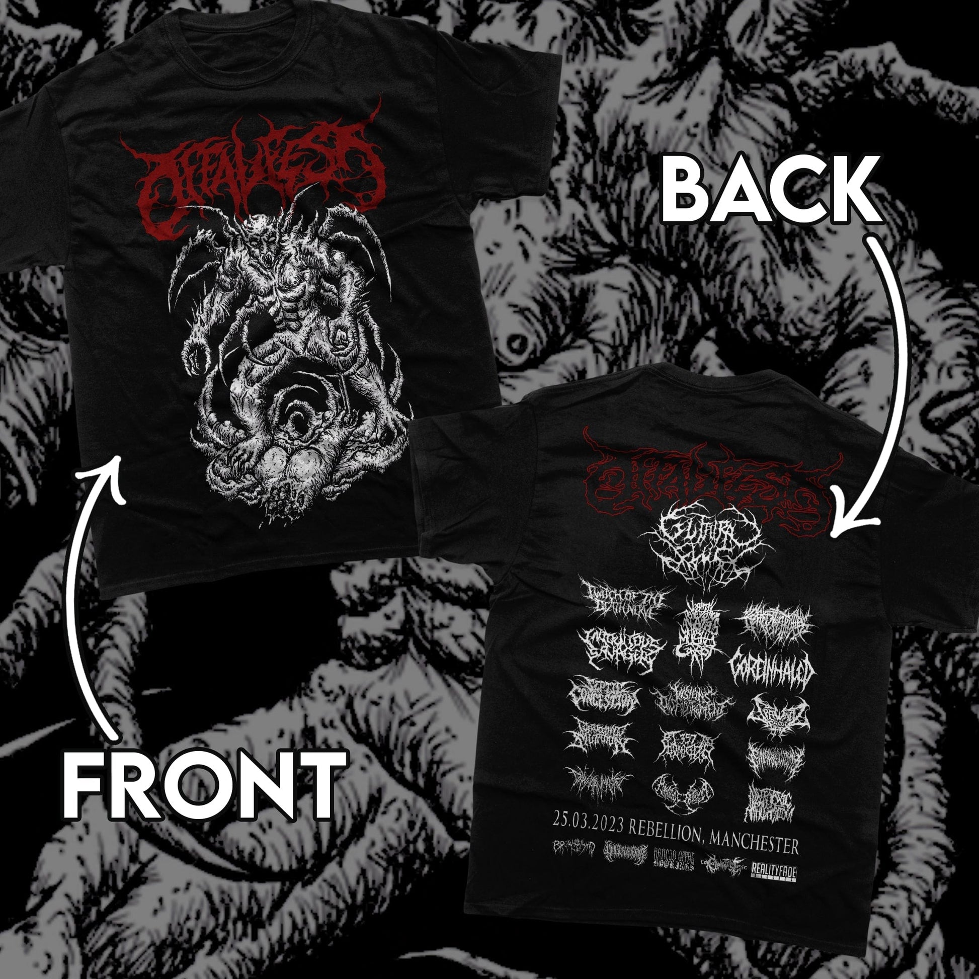 Luxury Offal Fest 2023 Lineup T-Shirt by Rancid Offal Records, perfect for collectors and music festival enthusiasts.