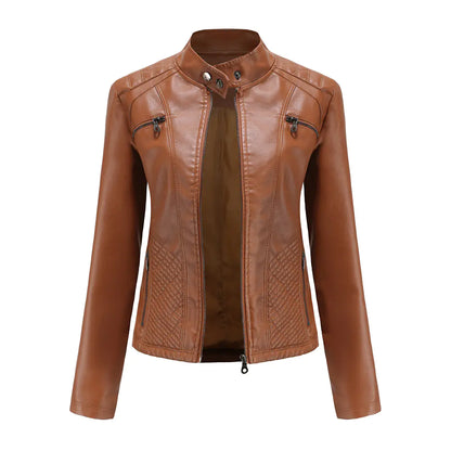 Luxury Women's Casual Leather Jacket capturing contemporary fashion trends – The ideal leather jacket for chic women.