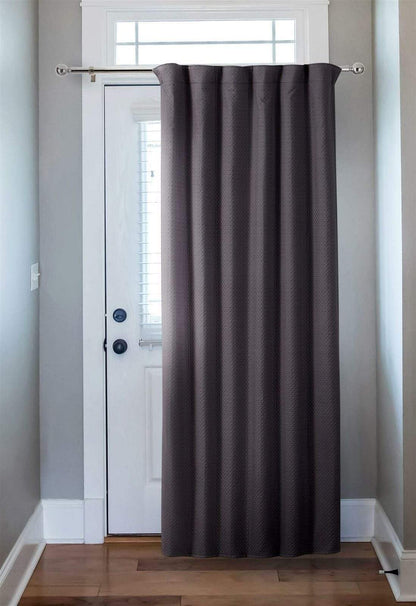 Close-up view of Capri Thermal Door Curtain detailing its high-quality thermal lining, designed for ultimate energy efficiency and noise reduction.