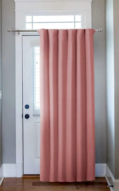 Versatile Capri Thermal Door Curtain in ambient lighting, highlighting its elegant colour and double face fabric for a refined touch in any home.