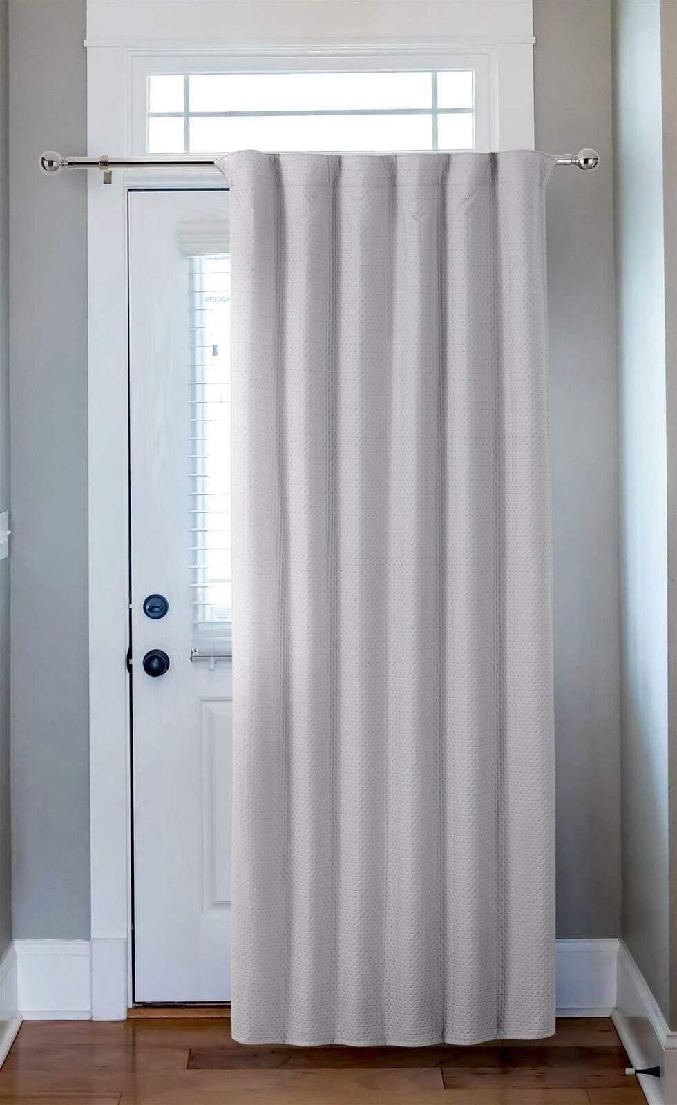 Close-up of Capri Thermal Door Curtain fabric revealing double face fabric with quilting, ensuring superior insulation and elegant drape for sophisticated interiors.