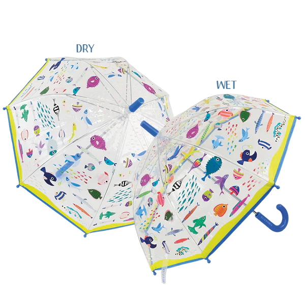 Floss & Rock Transparent Colour Changing Umbrella - Ocean