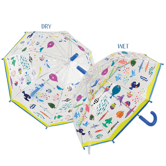 Floss & Rock Transparent Colour Changing Umbrella - Ocean