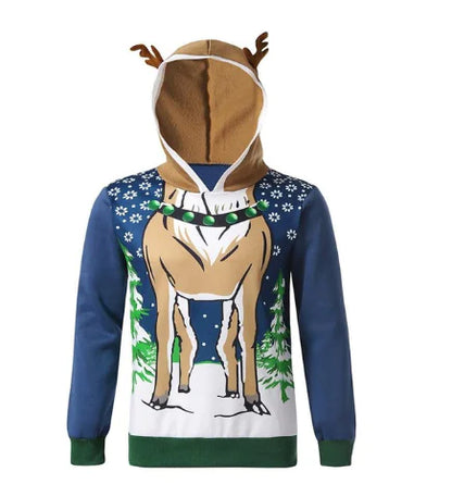 Chic Autumn Reindeer Hoodie ideal for any casual winter occasion, featuring an eye-catching Christmas design.