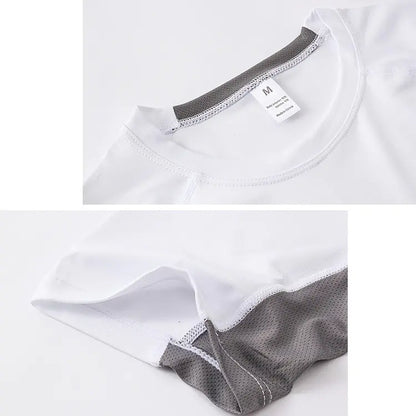 Close-up of high-quality men's fitness shirt, highlighting the premium fabric and meticulous stitching for superior comfort and style.