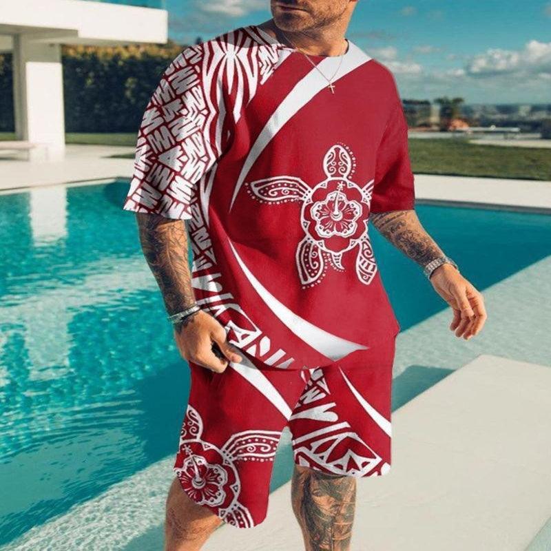 Luxury unique printed t-shirt suit for men from Glooosy Store, showcasing a stylish casual and sportswear design suitable for all occasions.