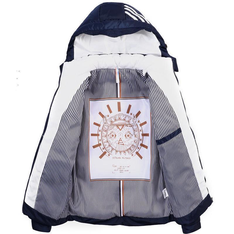 Luxurious detail of the unisex thickened padded detachable hoodie jacket showcasing its premium fabric and design, ideal for layering during chilly seasons, available at Glooosy Store.