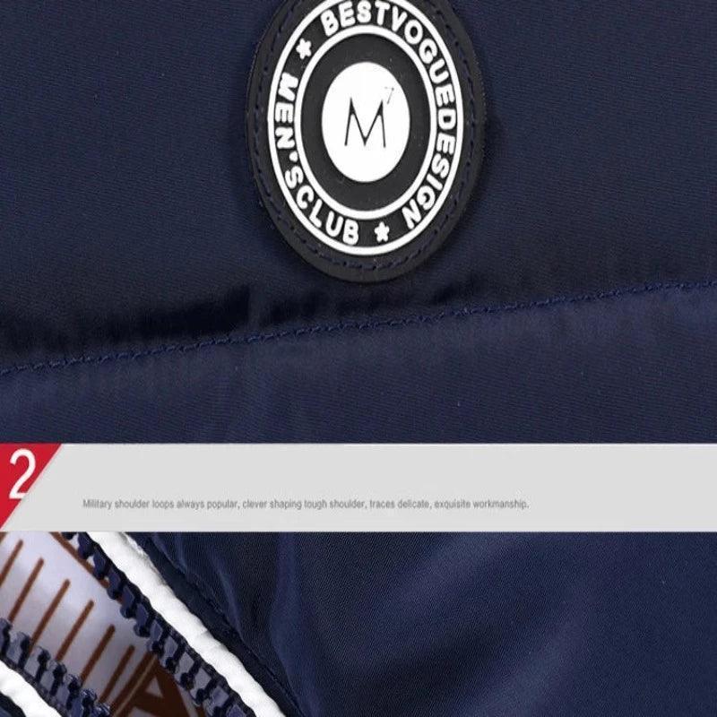 Unisex thickened padded detachable hoodie jacket displayed in a stylish setting, perfect for casual, leisure, and sportswear during all seasons, available at Glooosy Store.