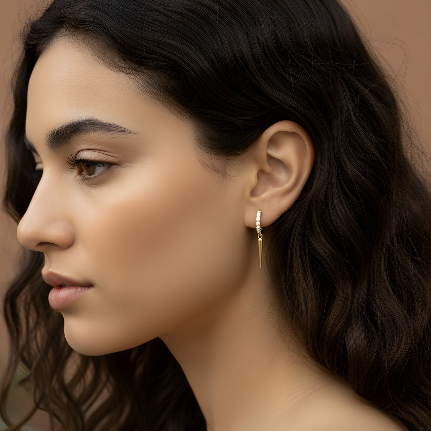 Ameya 18k gold plated spike huggie hoop earrings - 925 st...