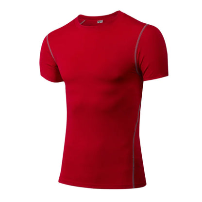 Chic purple athletic compression t-shirt, designed to elevate your fitness wardrobe with style and functionality.