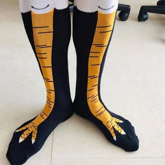 Close-up view of Women's Novelty Printed Animal Legs Long Funny Socks Cosplay Halloween, showcasing intricate details of the animal leg pattern, perfect for festive occasions.