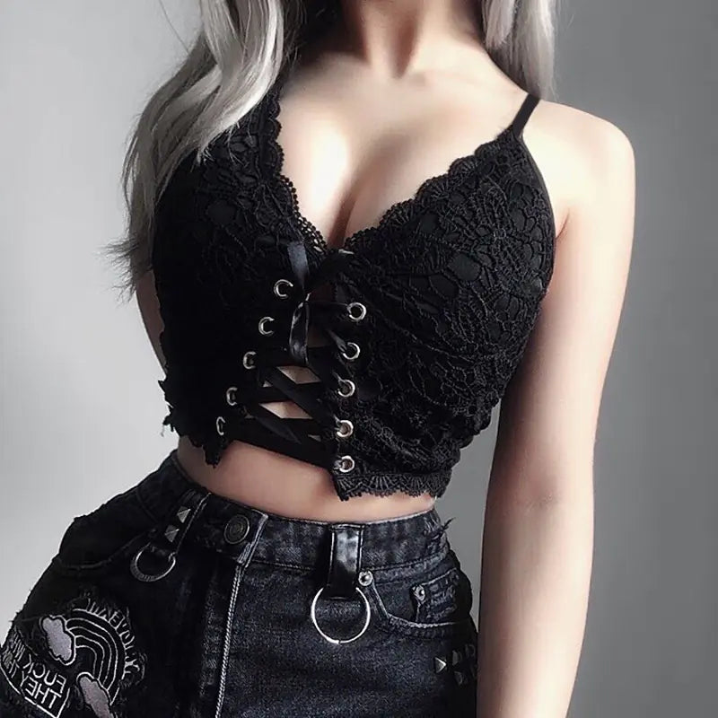 Model wearing the Luxury Knit Tank Top with Back Zipper, Lace Straps, showcasing versatility for both casual and elegant occasions.