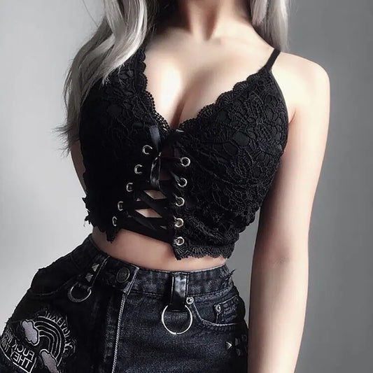 Model wearing the Luxury Knit Tank Top with Back Zipper, Lace Straps, showcasing versatility for both casual and elegant occasions.