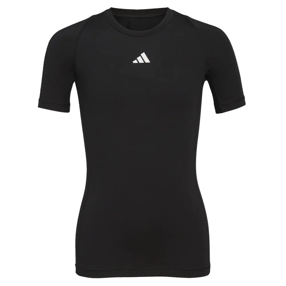 Elegant Adidas Boys AEROREADY Moisture Wicking Compression Shirt, showcasing a minimalist design in black, ideal for sport and casual wear, enhancing comfort and style.