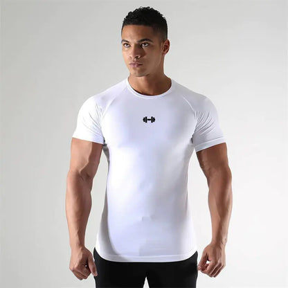 The High Elastic Compression T Shirt emphasizing its slim fit, perfect for achieving a streamlined athletic look.