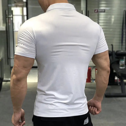 Men's Luxury Breathable Compression Shirt in action, showcasing its elegant design and moisture-wicking technology ideal for athletic performance.