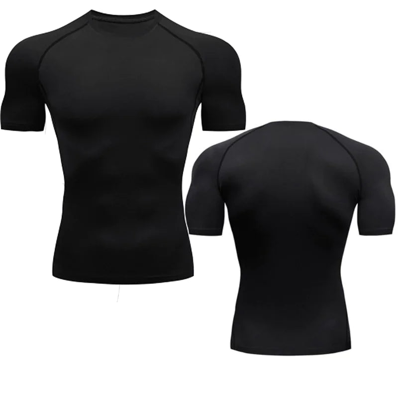 Stylish navy blue short sleeve compression shirt for modern athletes.
