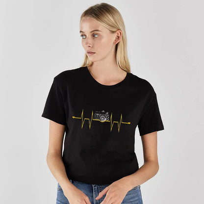 Model wearing the Leopard Lips Print Women's T-shirt by Dazzling Dreams Studio, exemplifying luxury and comfort for summer wardrobe.